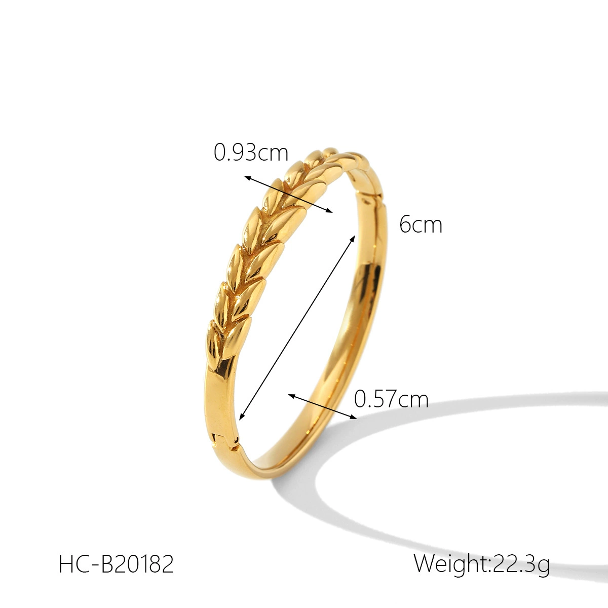 Stainless Steel Wheat Ear Bangle Bracelet - Image 2
